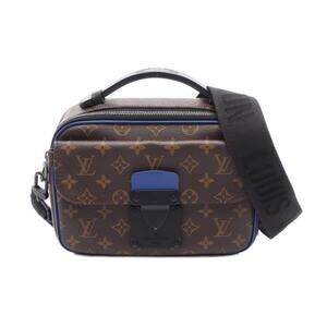Louis Vuitton S Lock Messenger Handbag Leather Macassar Brown Blue